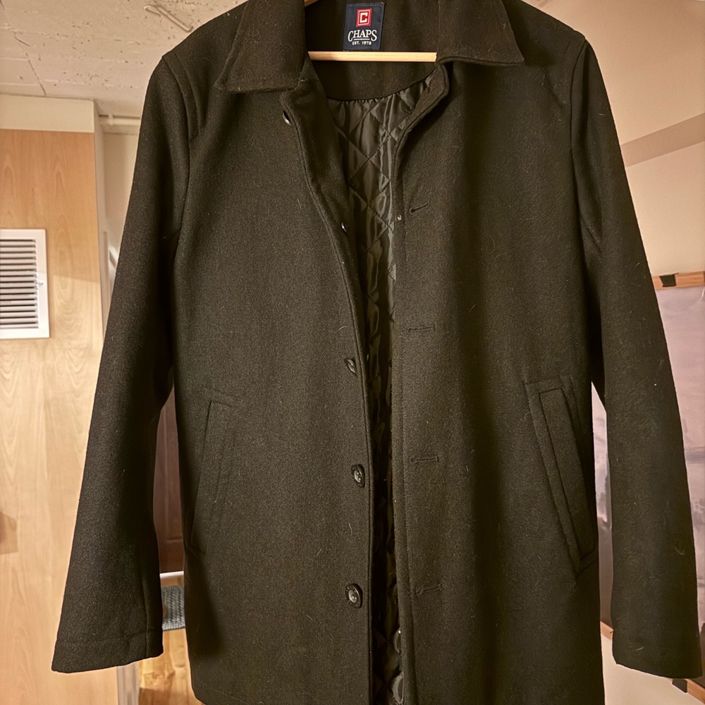 Chaps Black Men's Wool Coat